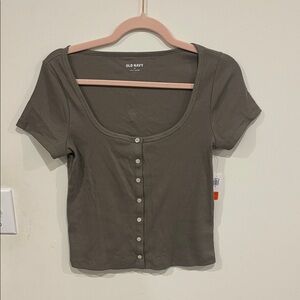 Old Navy Women's Khaki Button-Down Shirt